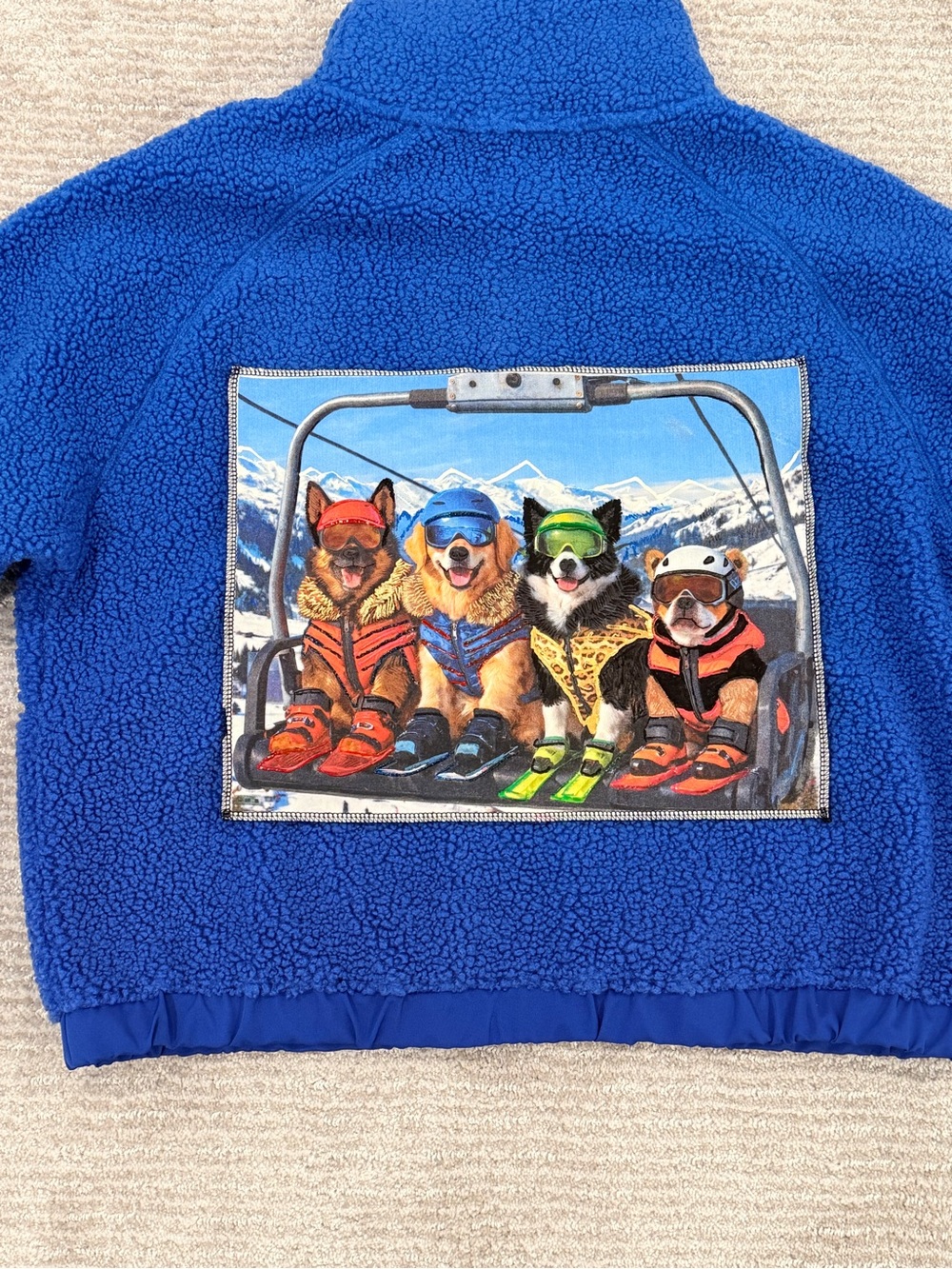 Ultra Blue Sherpa fleece Jacket with chair life graphic